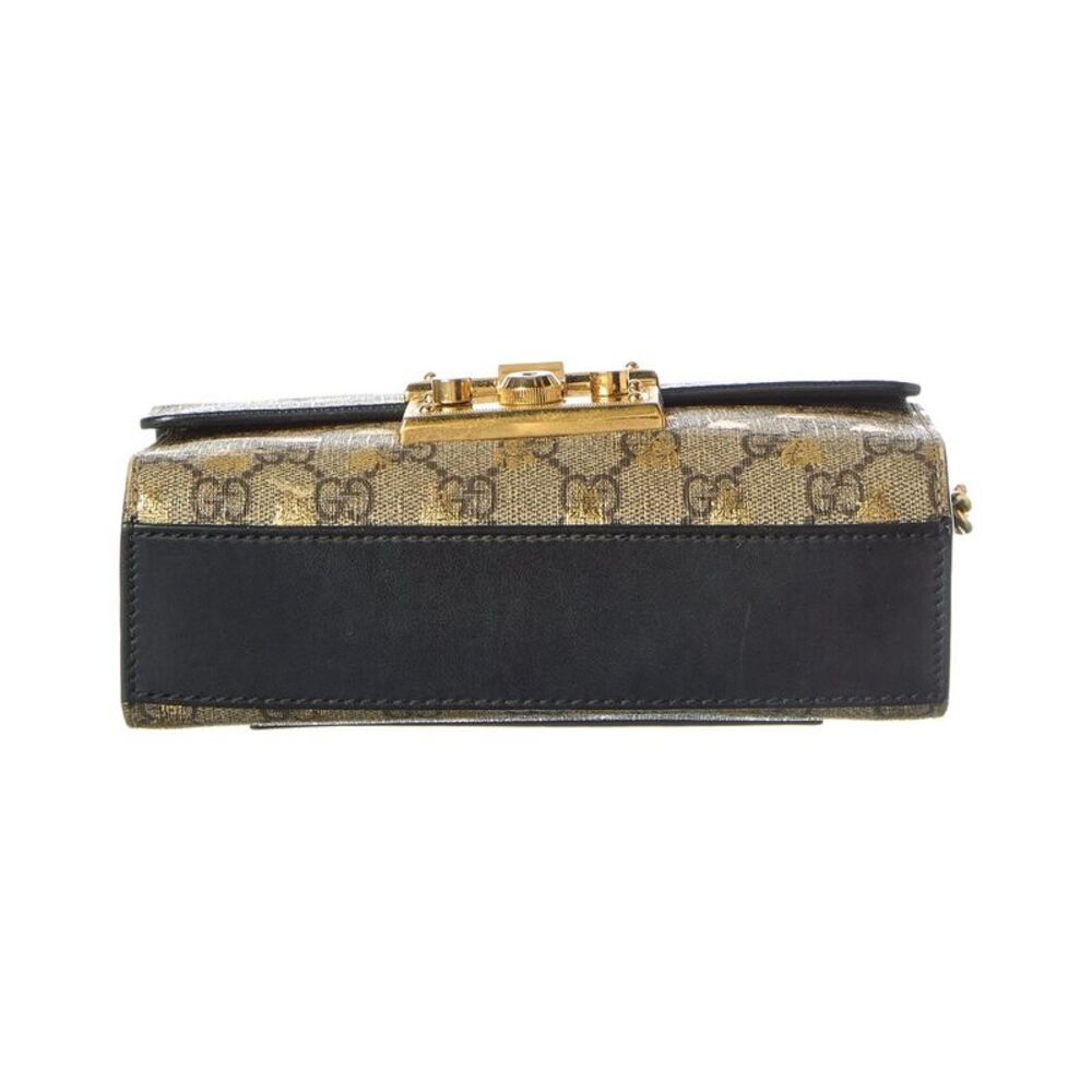 Gucci Black Gg Supreme Monogram Coated Canvas Bees Small Padlock Shoulder - Picture 3 of 5
